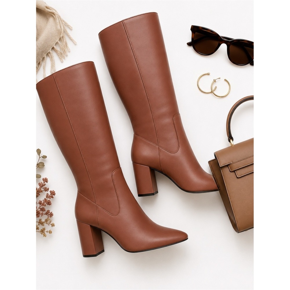 Cole Haan Knee High Leather Boots Women 7.5B Dusty Rose Luxe Heel EUC Designer - Picture 16 of 16
